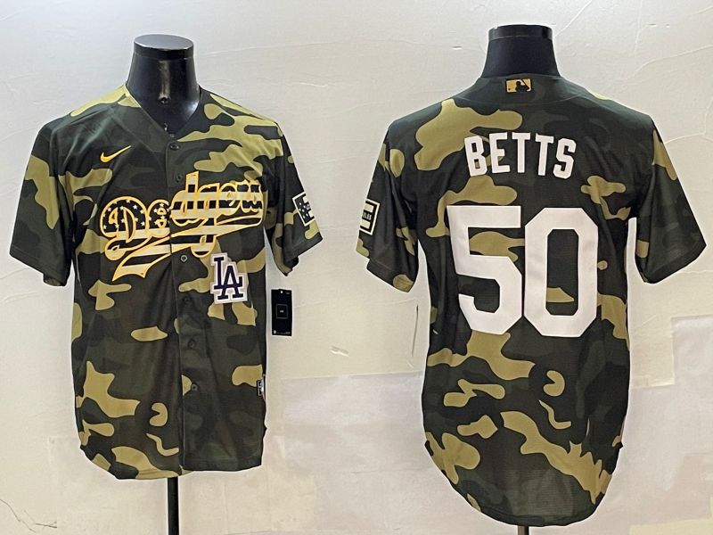 Men Los Angeles Dodgers 50 Betts Camo Joint Name 2025 Nike MLB Jersey style 12